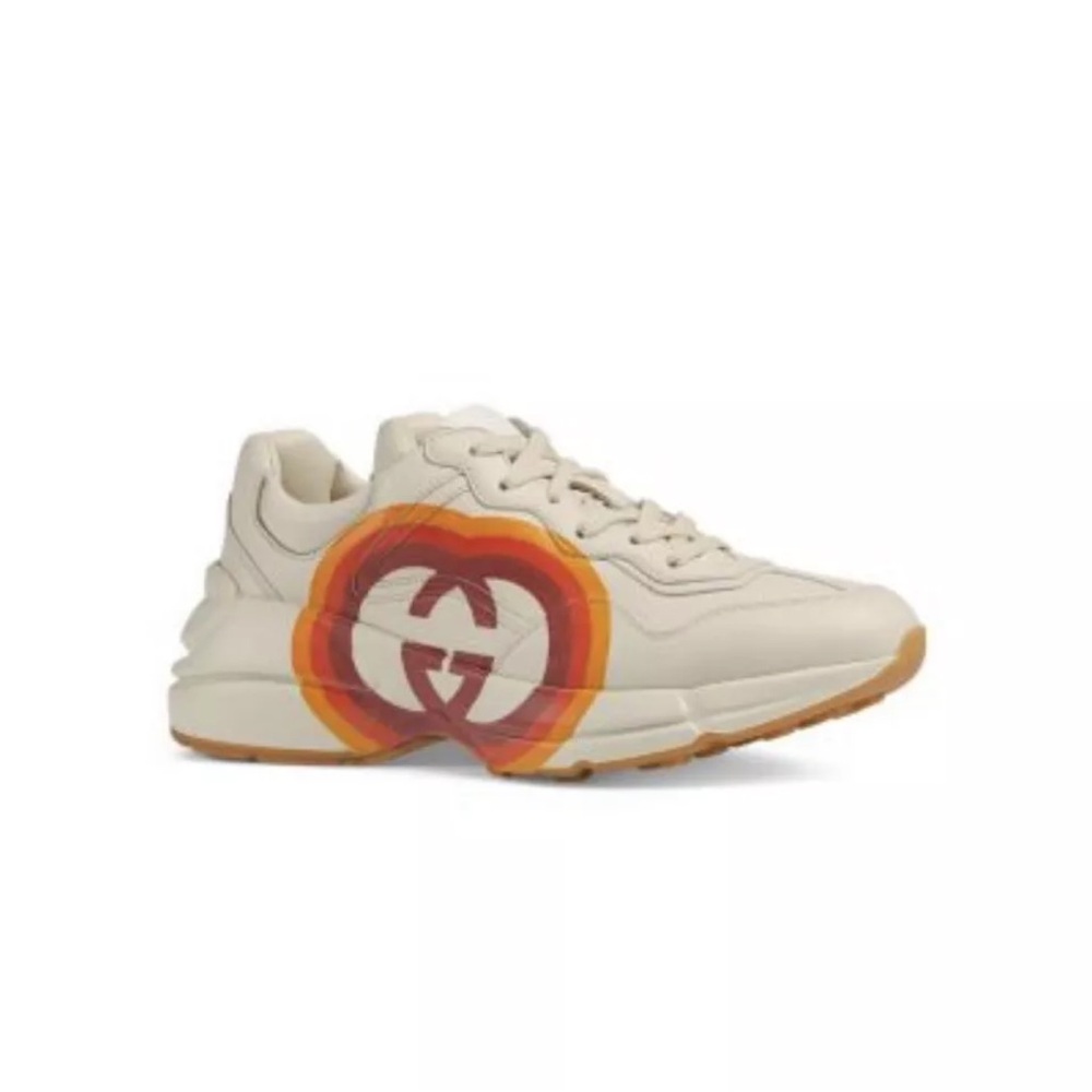 Gucci Women’s Calfskin Interlocking G Heart Rhyton Sneakers 38.5